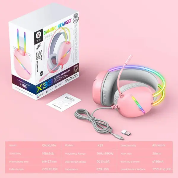 سماعة رأس رياضية سلكية للألعاب من أونيكوما X33
