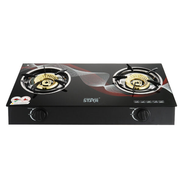 موقد غاز كهربائي ذو شعلتين مصنوع من زجاج