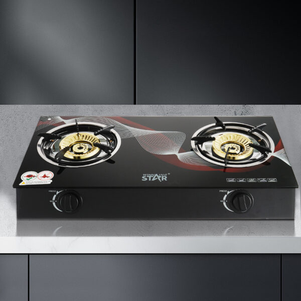 موقد غاز كهربائي ذو شعلتين مصنوع من زجاج