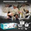 مجموعة قطع من أواني الطهي المصنوعة من الفولاذ المقاوم للصدأ