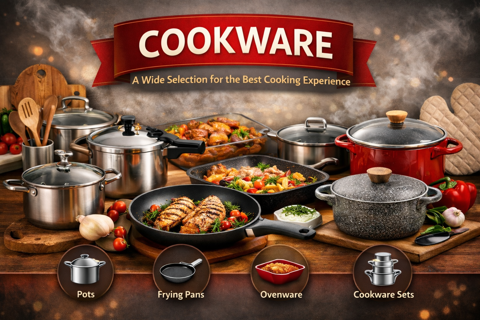 ST-5202-24 مقلاة جديدة من الألومنيوم المصبوب غير اللاصق من وينينج ستار مقاس 24*6.9 سم مع مقبض من الباكليت وغطاء زجاجي