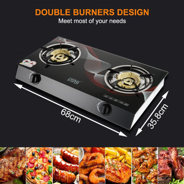 موقد غاز كهربائي ذو شعلتين مصنوع من زجاج