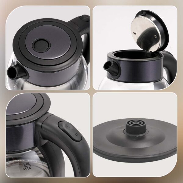 7 غلاية كهربائية سعة 1.8 لتر وقوة 1500 وات باللون الأسود