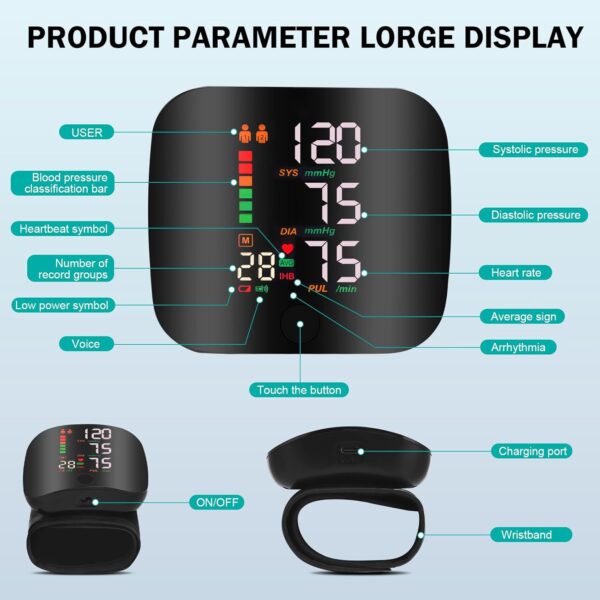 جهاز قياس ضغط الدم الأوتوماتيكي للمعصم