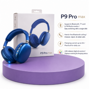 سماعة بلوتوث P9 Pro Max بلون أزرق محيطي