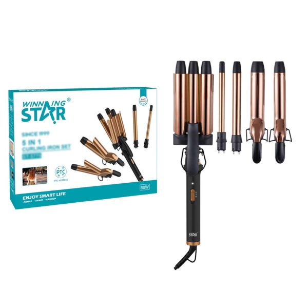 مجموعة تصفيف الشعر PTC Heater 5 في 1، مجموعة مكواة تجعيد الشعر الكهربائية القابلة للتبديل 19 مم 33 مم للاستخدام المنزلي والفندق