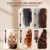 مجموعة تصفيف الشعر PTC Heater 5 في 1، مجموعة مكواة تجعيد الشعر الكهربائية القابلة للتبديل 19 مم 33 مم للاستخدام المنزلي والفندق