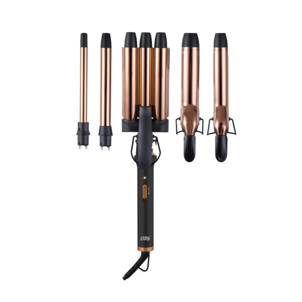 مجموعة تصفيف الشعر PTC Heater 5 في 1، مجموعة مكواة تجعيد الشعر الكهربائية القابلة للتبديل 19 مم 33 مم للاستخدام المنزلي والفندق