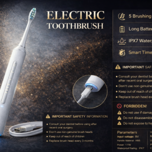 فرشاة أسنان كهربائية بخمسة أوضاع بيضاء