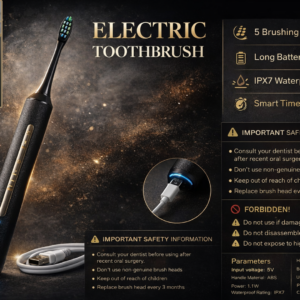 فرشاة أسنان كهربائية بخمسة أوضاع سوداء