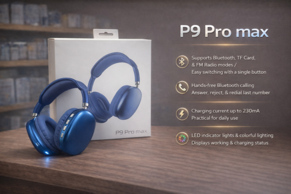 سماعة بلوتوث P9 Pro Max بلون أزرق محيطي