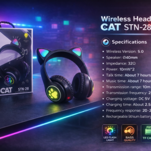 سماعة رأس لاسلكية القط STN-28 أسود