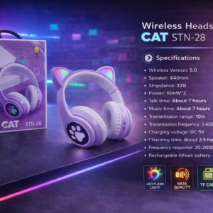 سماعة رأس لاسلكية قطة STN-28 بنفسجي