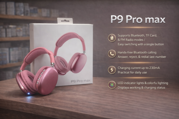 سماعة P9 Pro Max بلوتوث وردي
