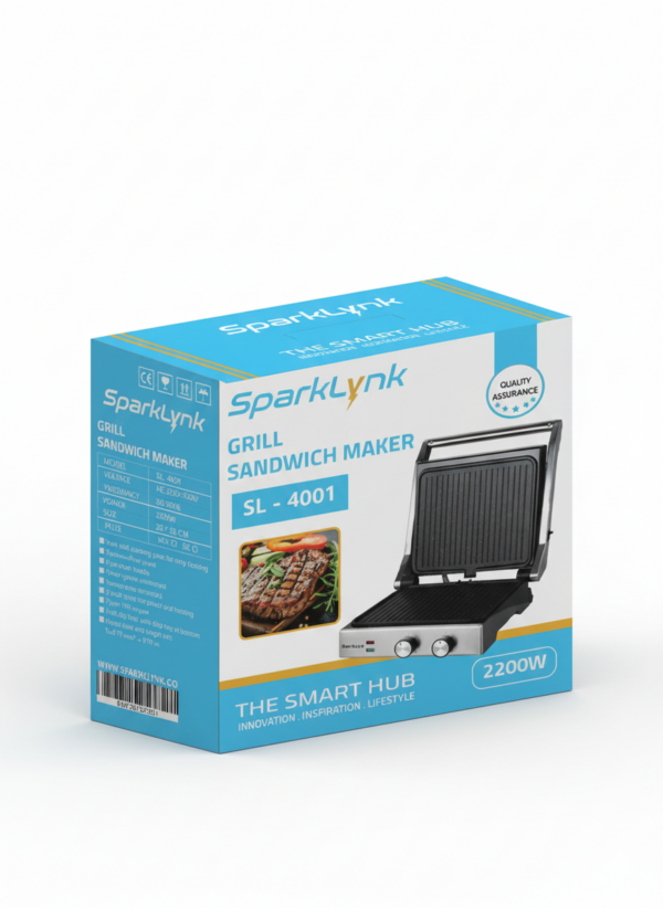 1766229450450.jpg صانعة ساندويتشات الشواء SPARKLYNK – موديل SL-4001 بقوه 2200 واط
