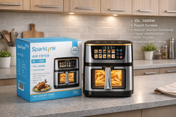 مقلاة هوائية بشاشة تعمل باللمس سعة 10 لتر SPARKLYNK – موديل SL-1201 بقوه 1400 واط