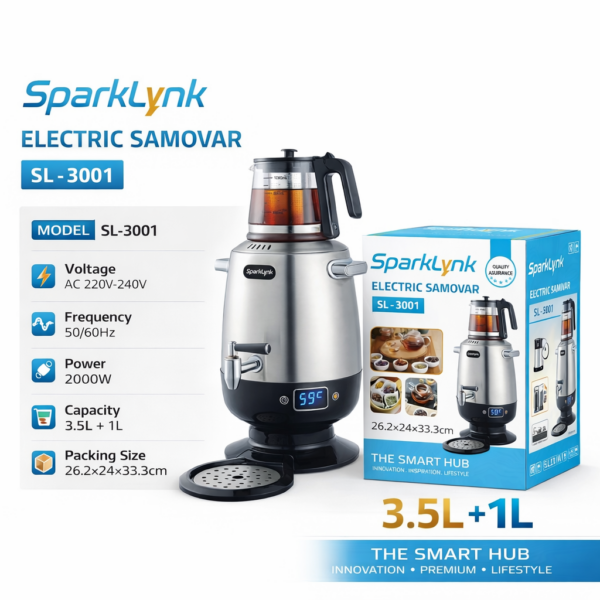 file_0000000067407243b1984565e79b9827 سخان كهربائي 3.5 لتر + 1 لتر SPARKLYNK – موديل SL-3001 بقوه 2000 واط