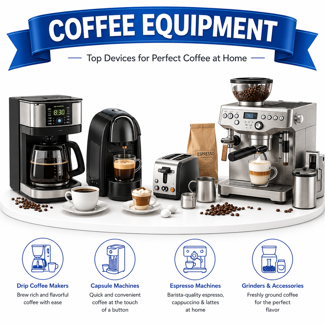 3-in-1 Espresso Machine, Gray