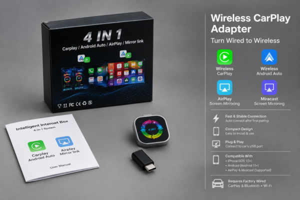 نظام وسائط متعددة للسيارة 4 في 1 مع Apple CarPlay و Android Auto