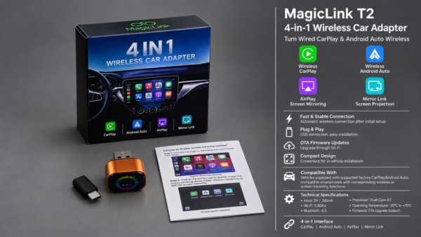 MagicLink T2 – محول سيارة لاسلكي 4 في 1